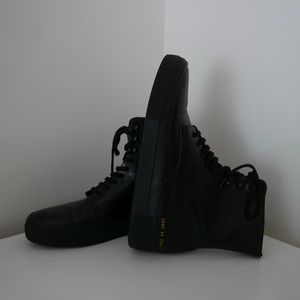 Robert Geller Black Common Projects Edition Combat Boots